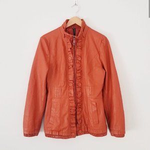 Vintage Lanmas Orange Vegan Leather Jacket